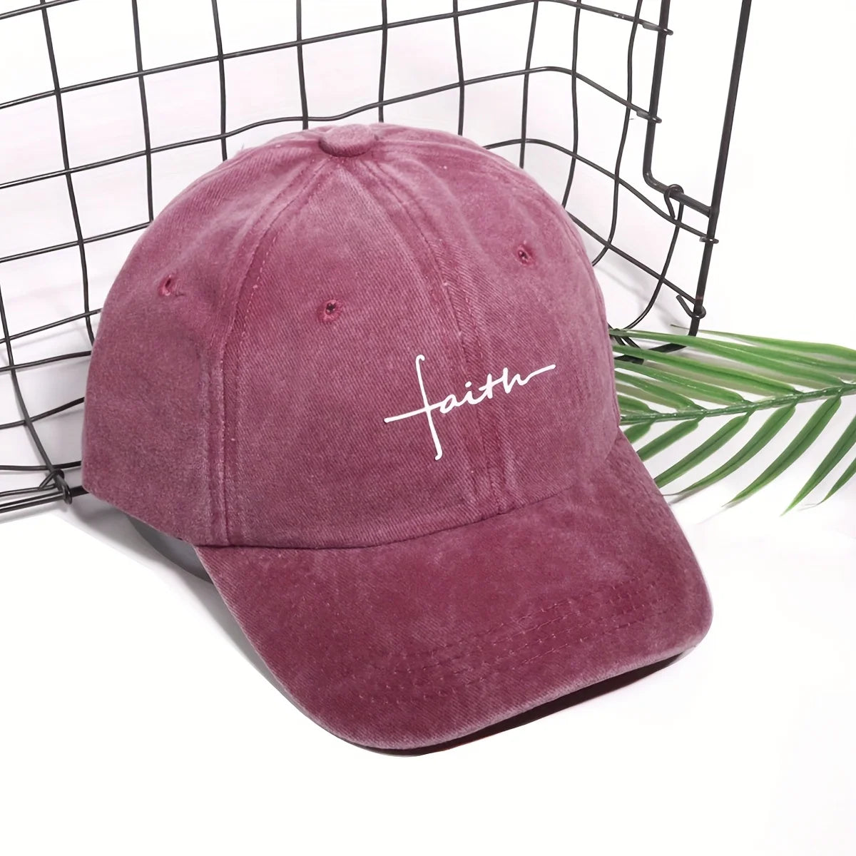 Faith Printed Retro Street Style Distressed Men Women Baseball Cap