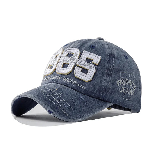 1985 Embroidery Ripped Baseball Cap Washed Distressed Patch
