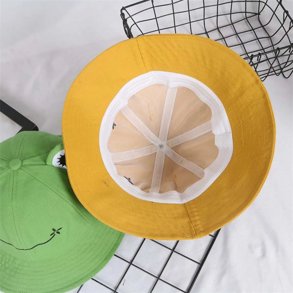 Cute Anti-Fog Cotton Embroidery Sun Protective Frog Sun Hat Visors Hat Bucket cap