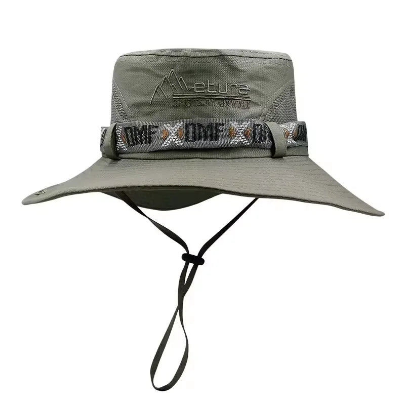 Summer Men Bucket Hat Wide Brim Panama Safari Hunting Hikingp