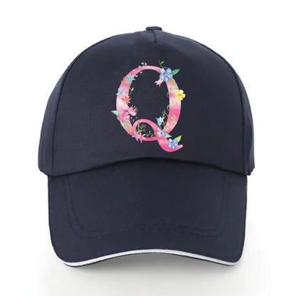 Men Baseball Cap Pure Cotton Adjustable Back Buckle Hat Pink Letter Print