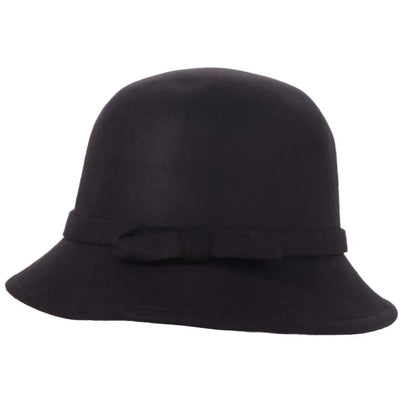 Trendy French Style Bow Tweed Hat Autumn Winter Hepburn Women's Bow Hat Bucket Cap
