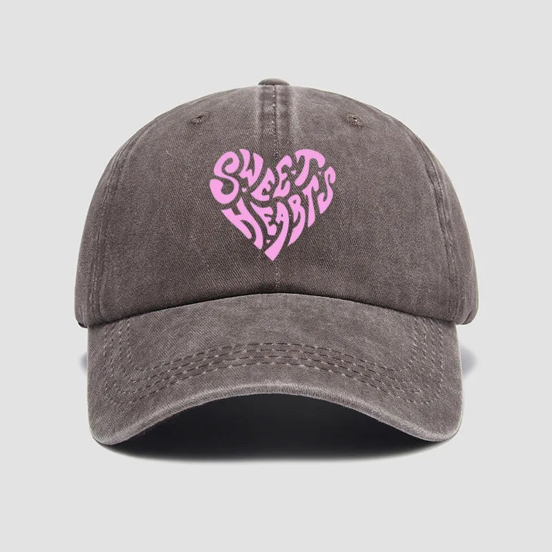 Pink Heart-Shaped Letter Printed Bbaseball Cap, Versatile for Daily Use, Sweet Girl's Hat
