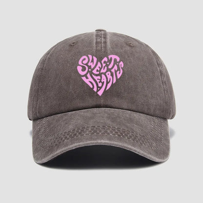 Pink Heart-Shaped Letter Printed Bbaseball Cap, Versatile for Daily Use, Sweet Girl's Hat