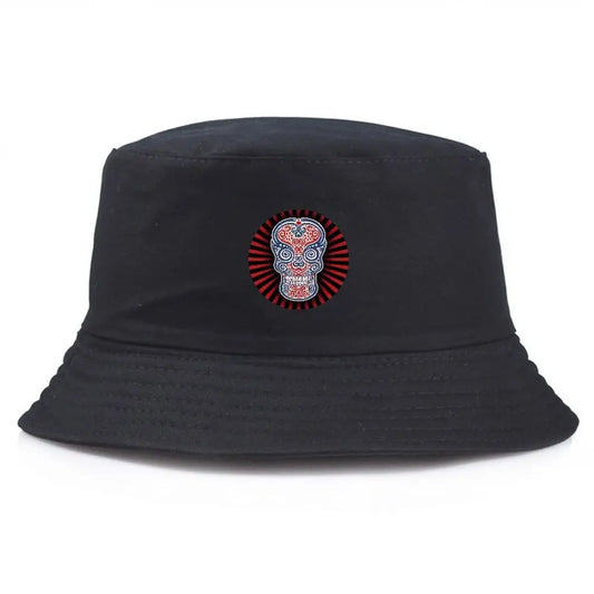 Sugar Skull Bucket Hat Summer Fisherman Hat Cotton Fishing Cap For Men Women