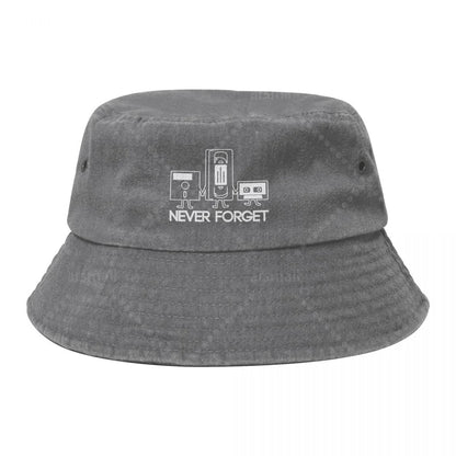 Never Forget Sarcastic Graphic Music Funny Printed Unisex Cotton Bucket Hats