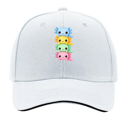 Cute Pastel Axolotl Friends Stack Sandwich Baseball Cap