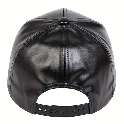 Unisex Pu Solid Leather Baseball Caps