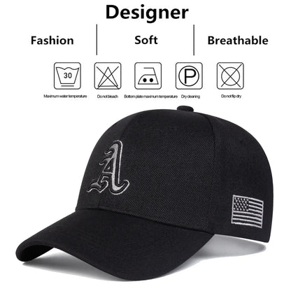 Unisex A Letter Embroidery Side American Flag Baseball Cap Spring Autumn