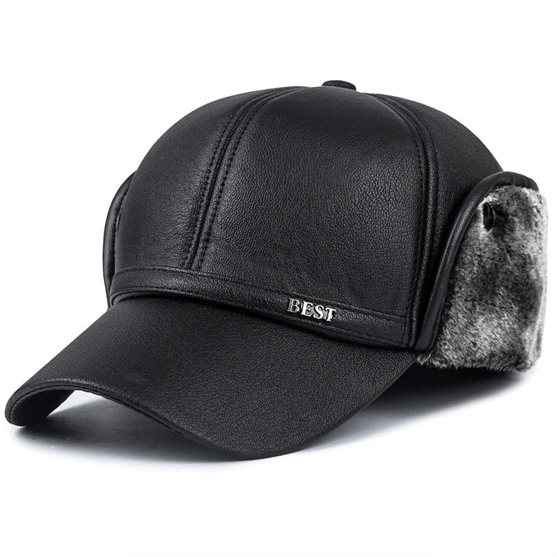 Winter New Men's Hat Imitation Leather Baseball Cap