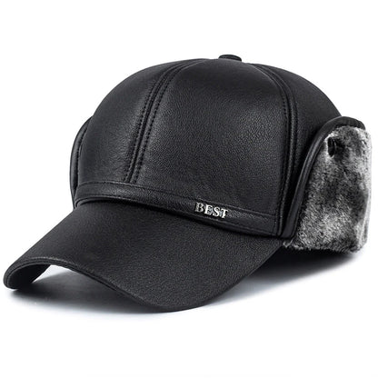 Winter New Men's Hat Imitation Leather Baseball Cap