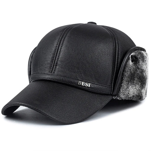 Winter New Men's Hat Imitation Leather Baseball Cap