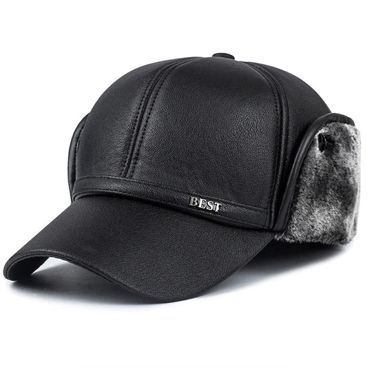 Winter New Men's Hat Imitation Leather Baseball Cap