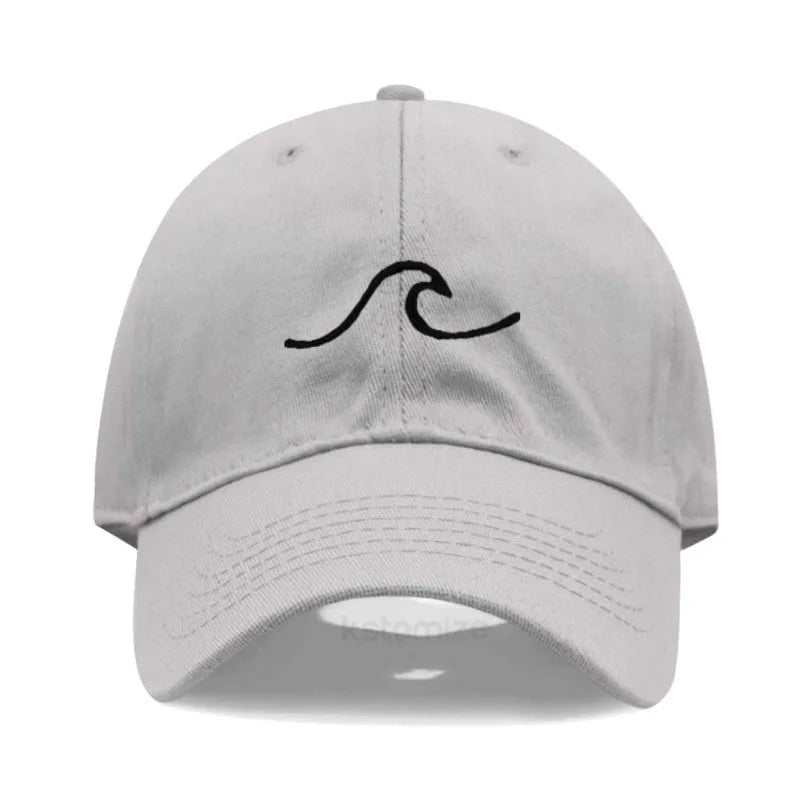 Men's Baseball Cap Women's Washed Cotton Waves Embroidery Embroidery Sport Golf Caps For Man