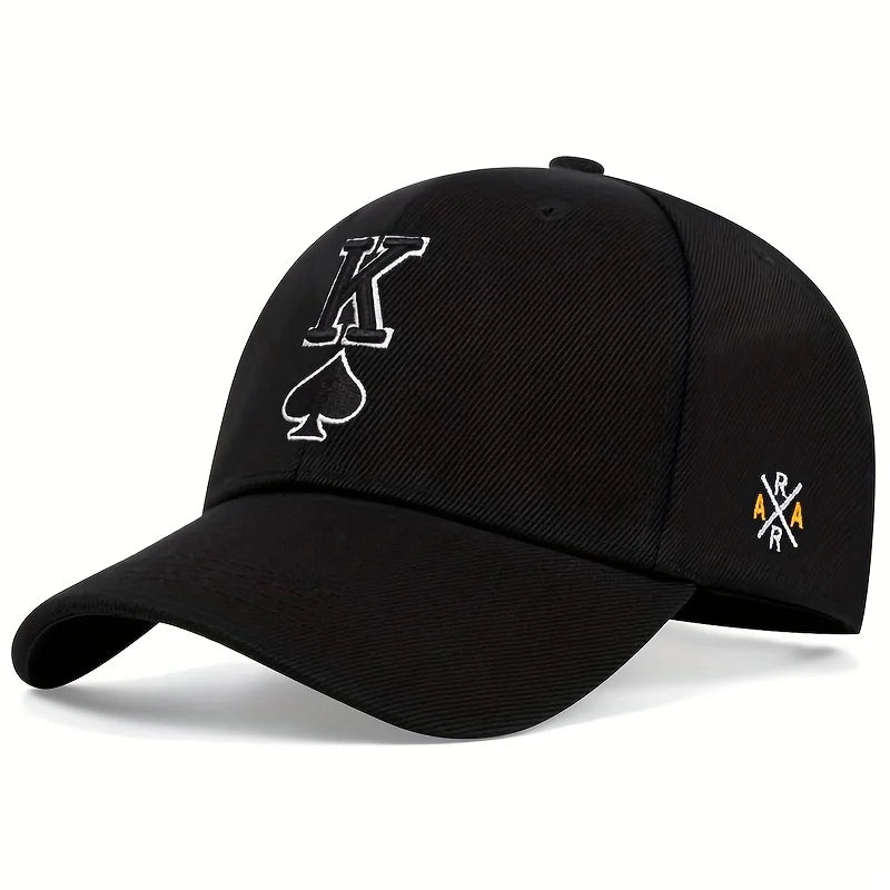 Unisex Poker K Letter Embroidery Baseball Caps Sunscreen Hat Sports Golf Cap