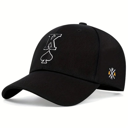 Unisex Poker K Letter Embroidery Baseball Caps Sunscreen Hat Sports Golf Cap