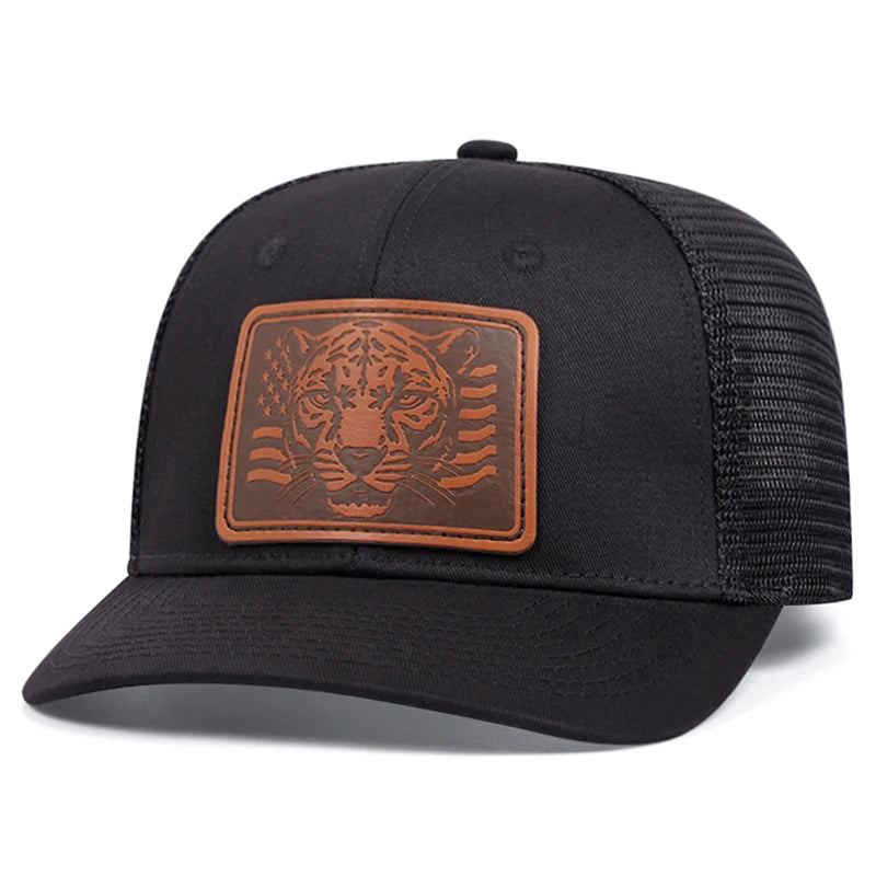 Mesh Hat Richardson Label Leopard Printed Snapbcak Caps