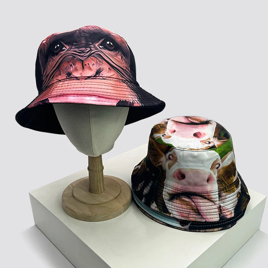 New Unisex Funny Animal Print Cute Bucket Hats