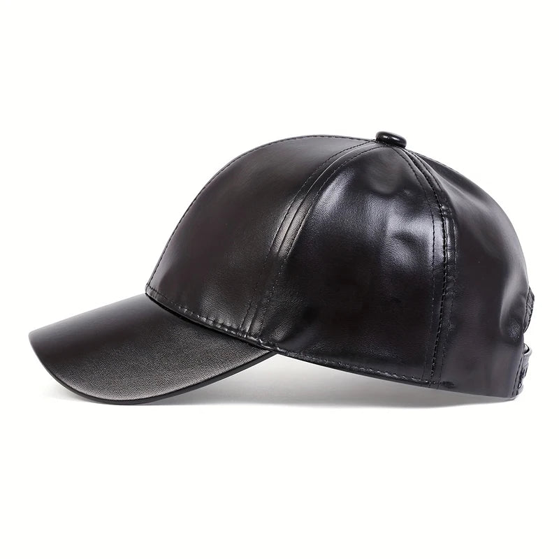 Children Pu Leather Solid Color Baseball Caps Spring Autumn