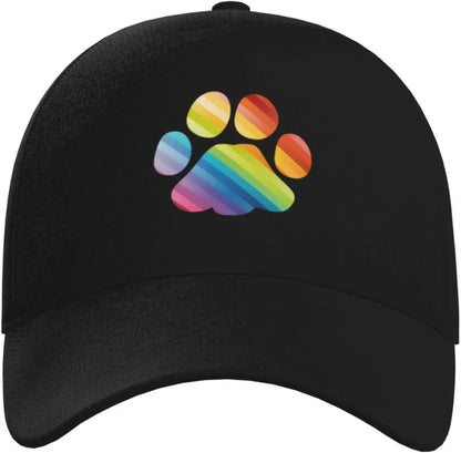 Gay Flag Bear Paw Baseball Cap Cotton Polo Hats Black