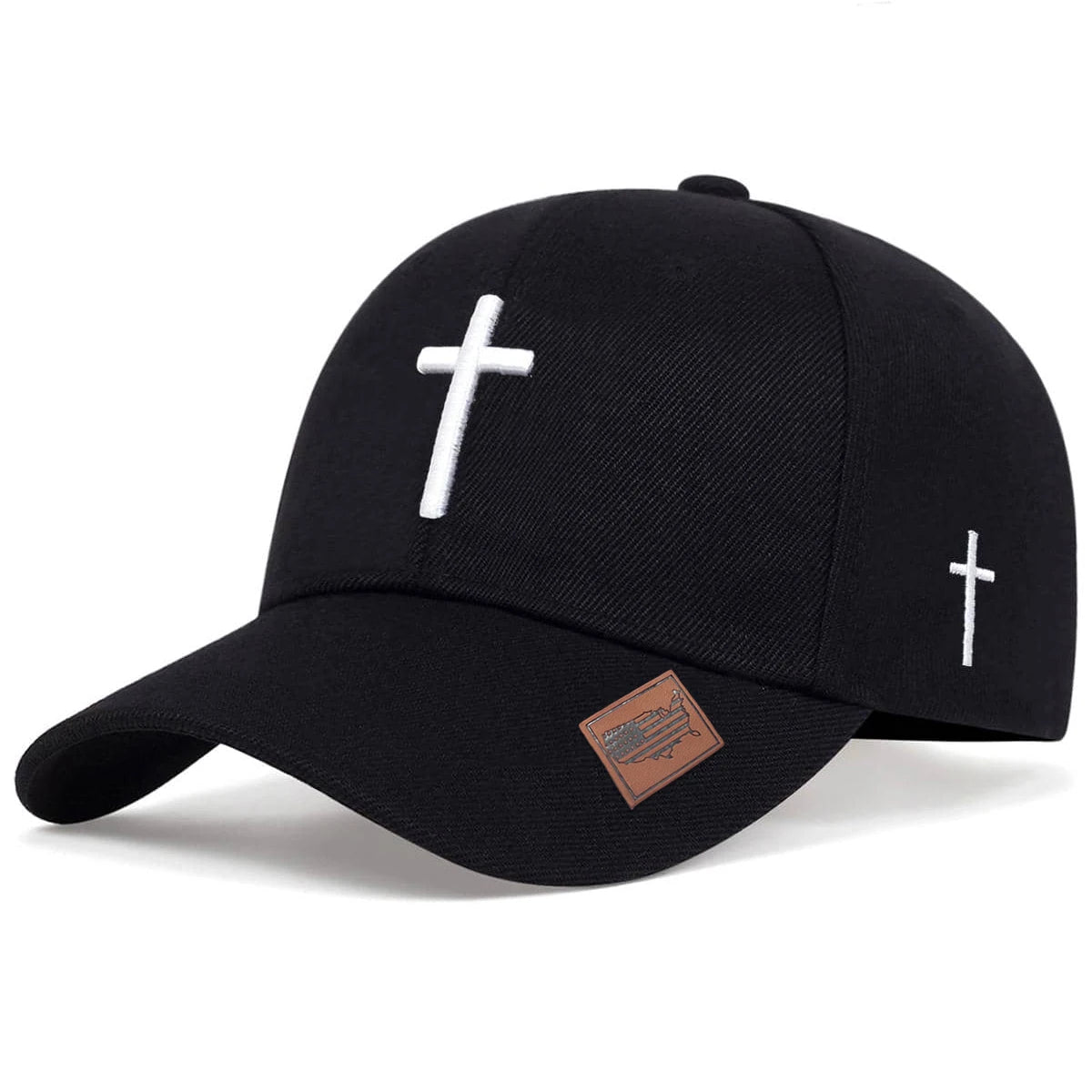 Unisex Cross Embroidery American Flag Label Baseball Caps