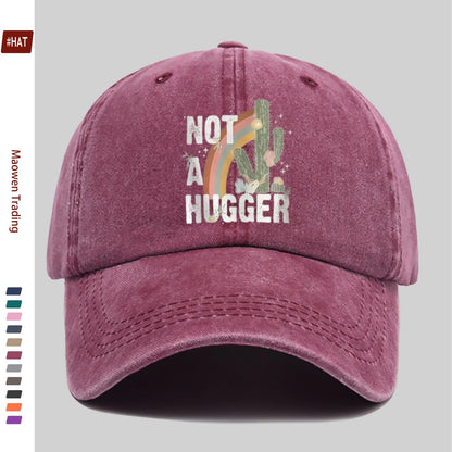 Rainbow and Cactus "Not a Hugger" Print Baseball Cap