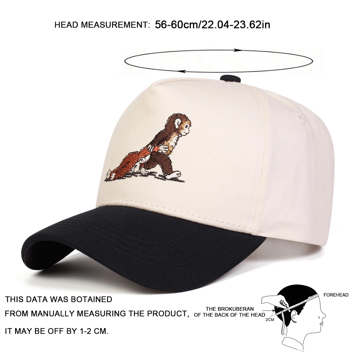 Monkey Embroidery Baseball Cap