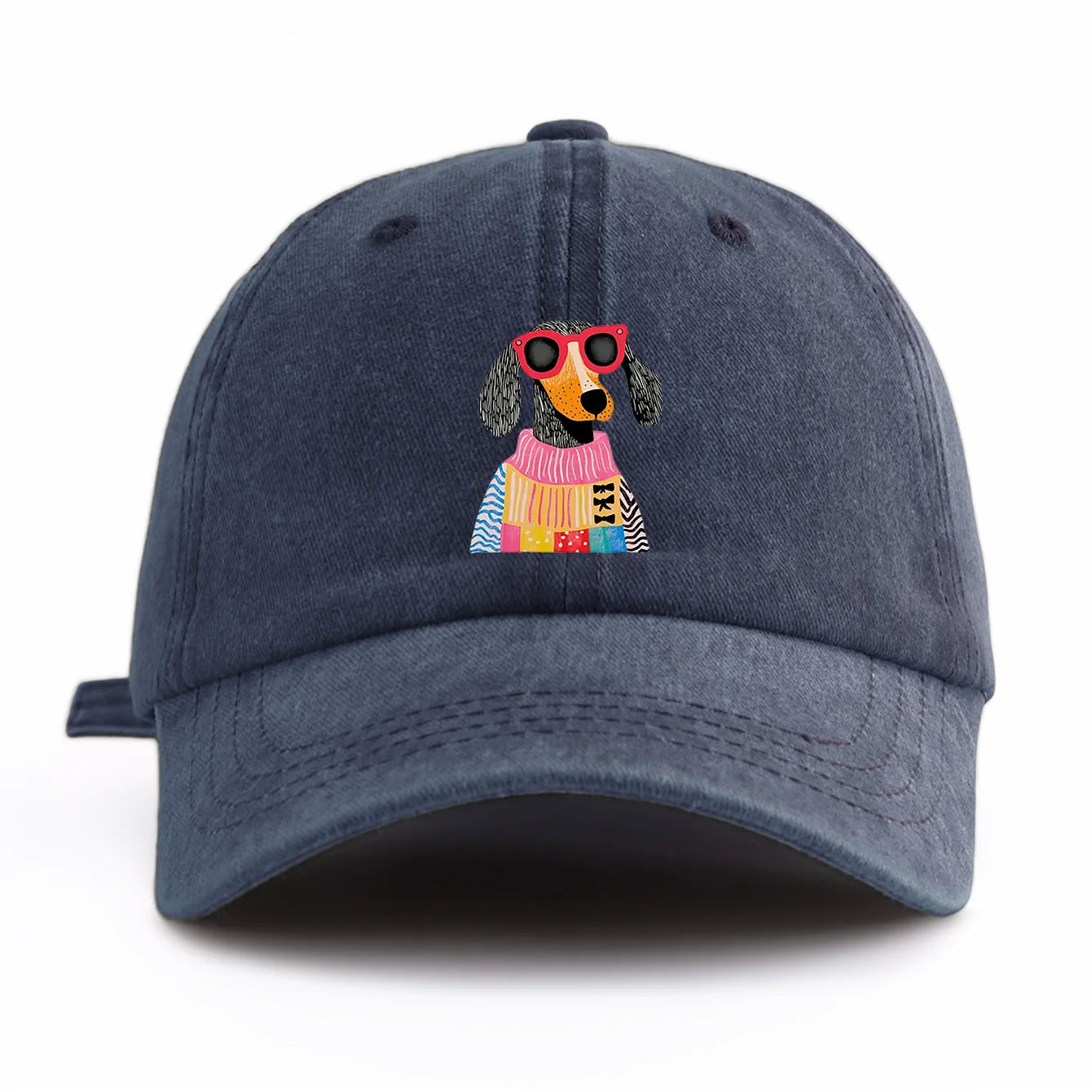 DOG Print Washed Baseball Cap For Adults