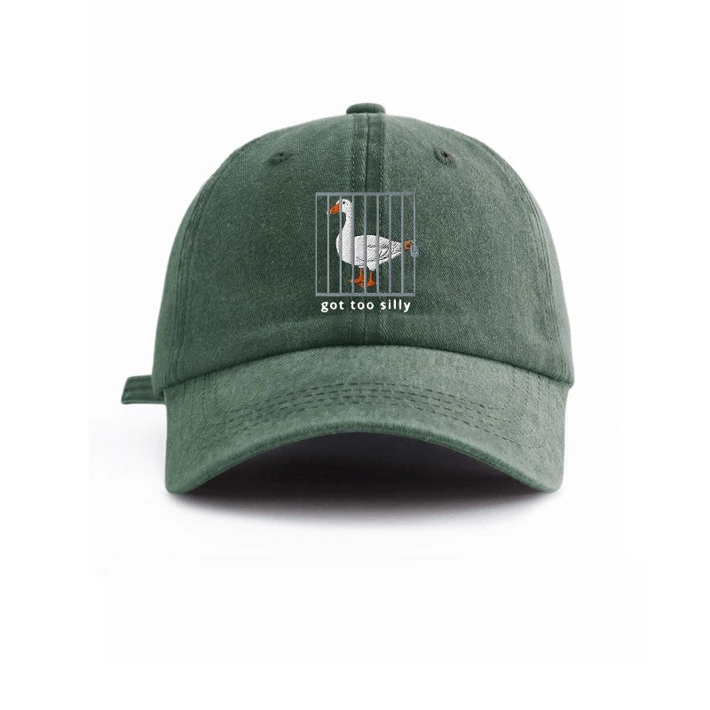 Baseball Cap Unisex Goose Cage Print Hat Got Too Silly Letter Graphic