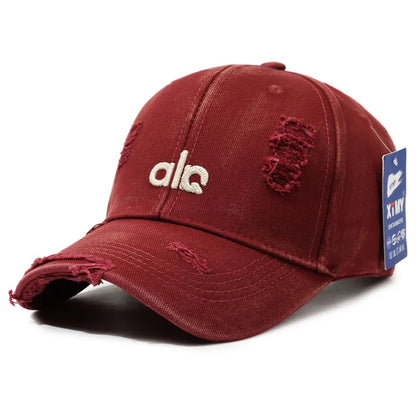 Vintage American-Style Distressed Denim Baseball Cap