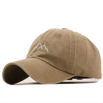 Unisex Washed Cotton Cap Mountain Embroidery Vintage Baseball Cap