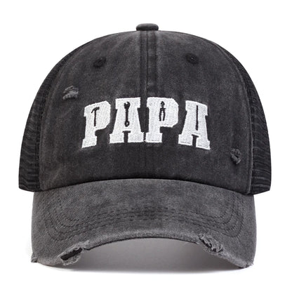 Unisex PAPA Letter Embroidery Baseball Net Caps Sunscreen Hat Sports Cap