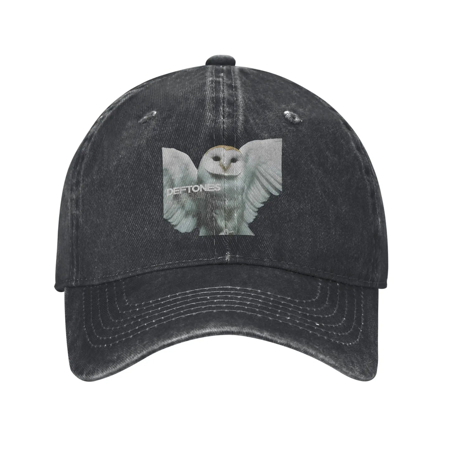 Retro Deftones Baseball Caps Unisex Style Distressed Cotton Snapback Cap White Pony