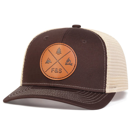 Unisex F&S Round Leather Label Baseball Net Caps Spring and Summer Outdoor