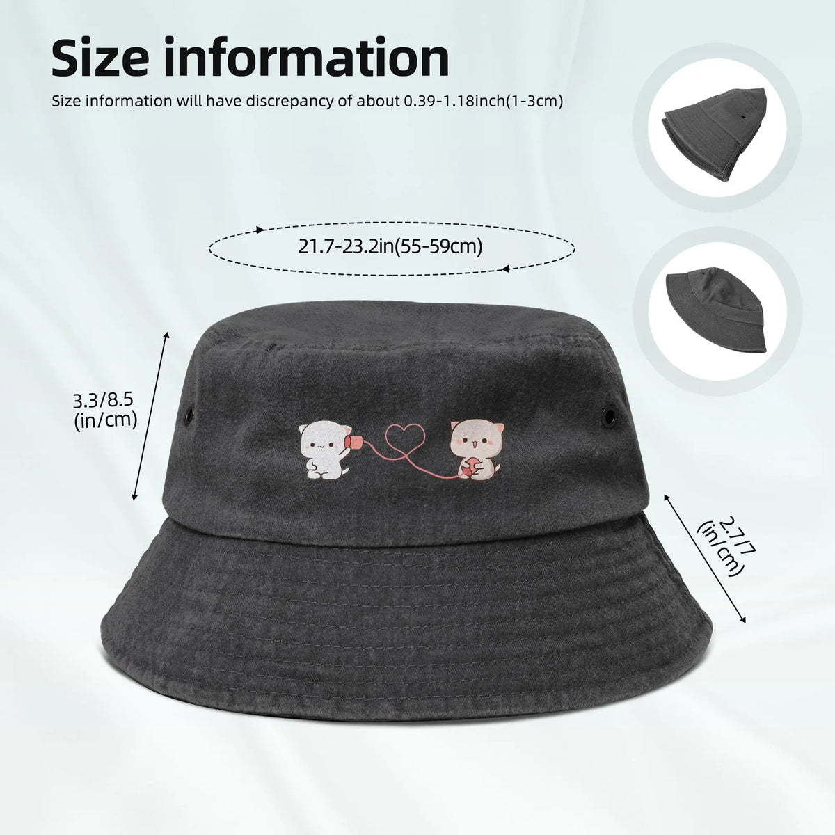Peach And Goma Love Call Bucket Hat Vocation Mochi Cat
