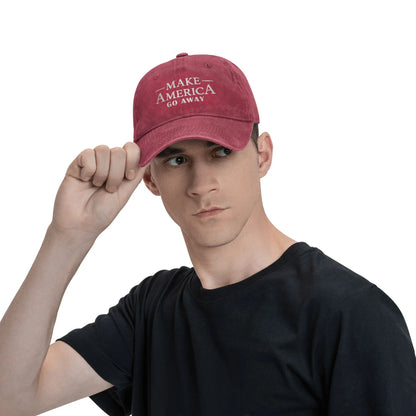 Make America Go Away Unisex Baseball Cap Funny Sarcasm Saying Distressed Denim Hats Vintage Outdoor Workouts Adjustable Sun Cap