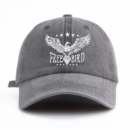 FREE BIRD Print Washed Baseball Cap