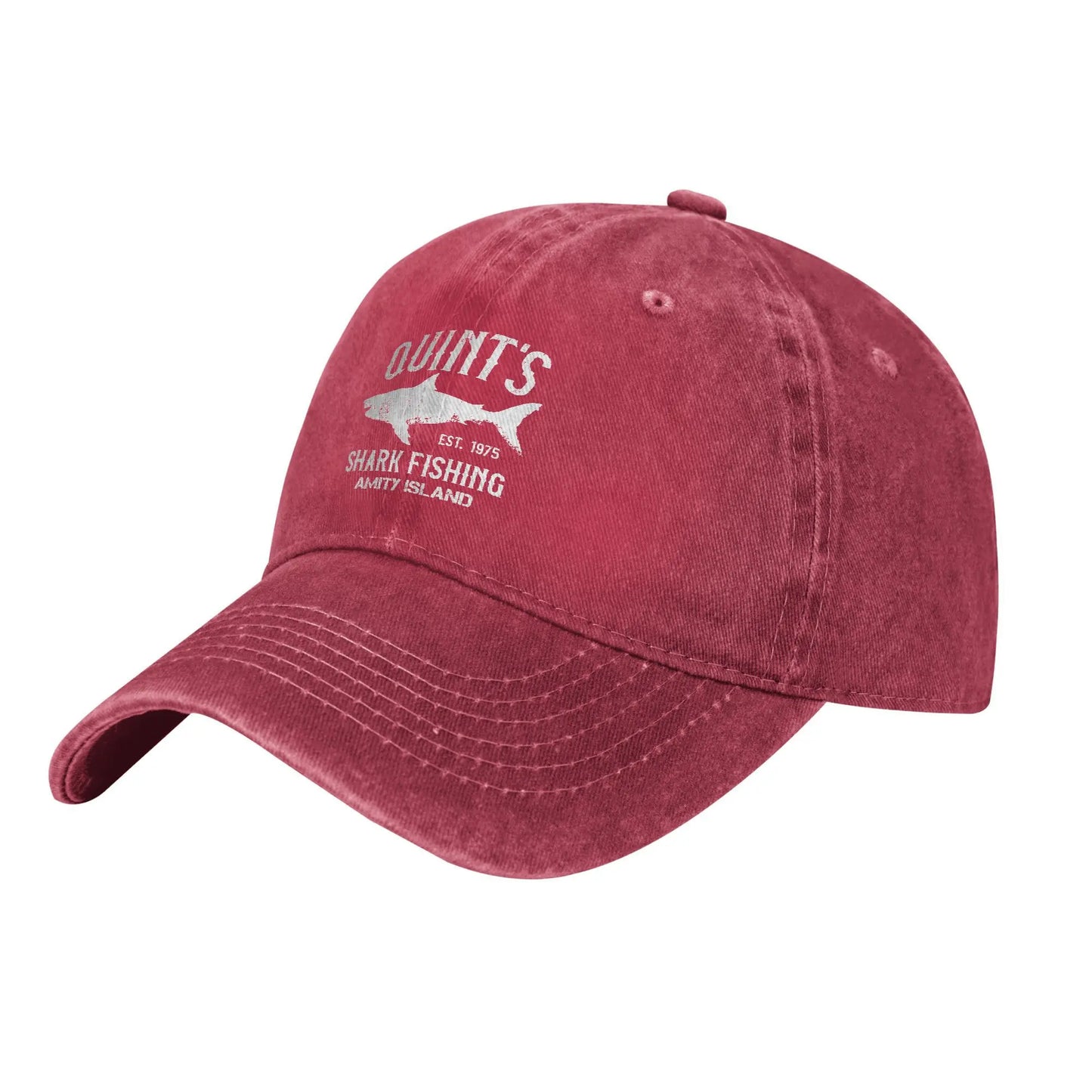 Fashion Quint's Shark Fishing Baseball Caps Distressed Washed Amity Island 1975 Jaws