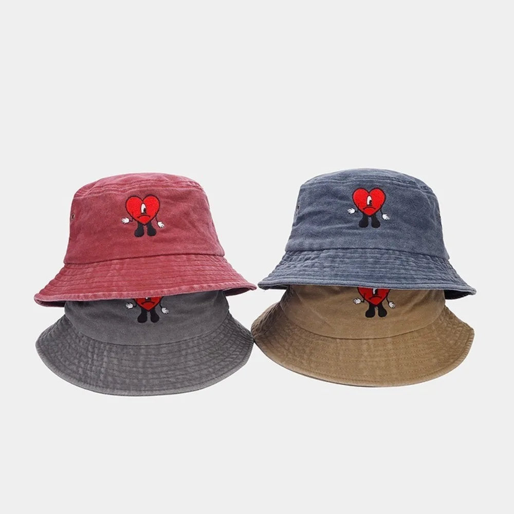 Trendy Bad Bunny Bucket Hat Sun Protection Men Sun Hat All-match Bucket Hat