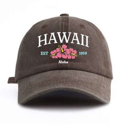 HAWAII Print Washed Baseball Cap For Adults