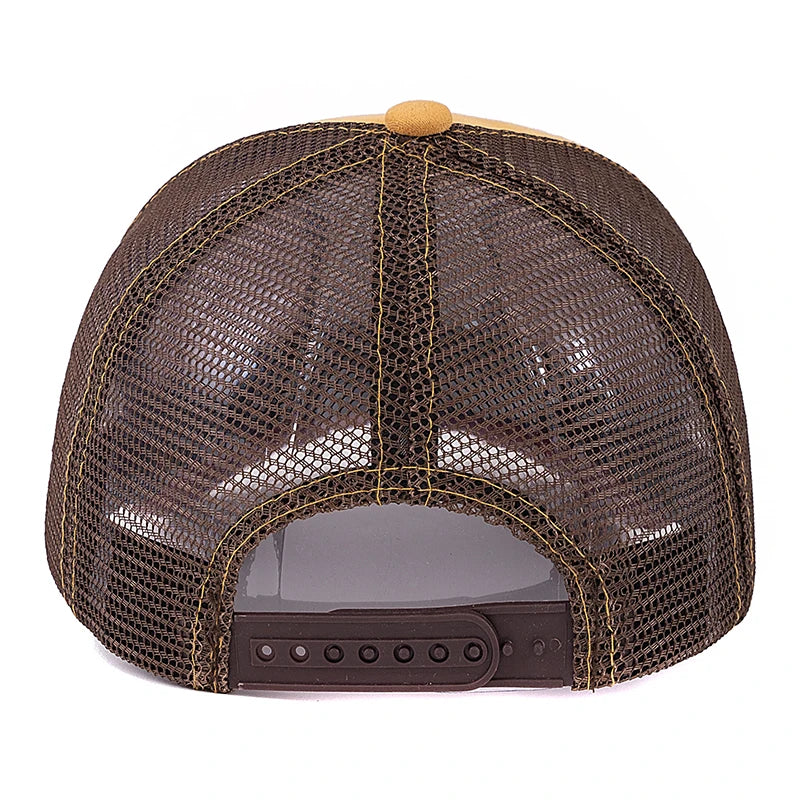 Mesh Cap Lion Pattern Patch Design Suede Hat Animal Baseball Cap