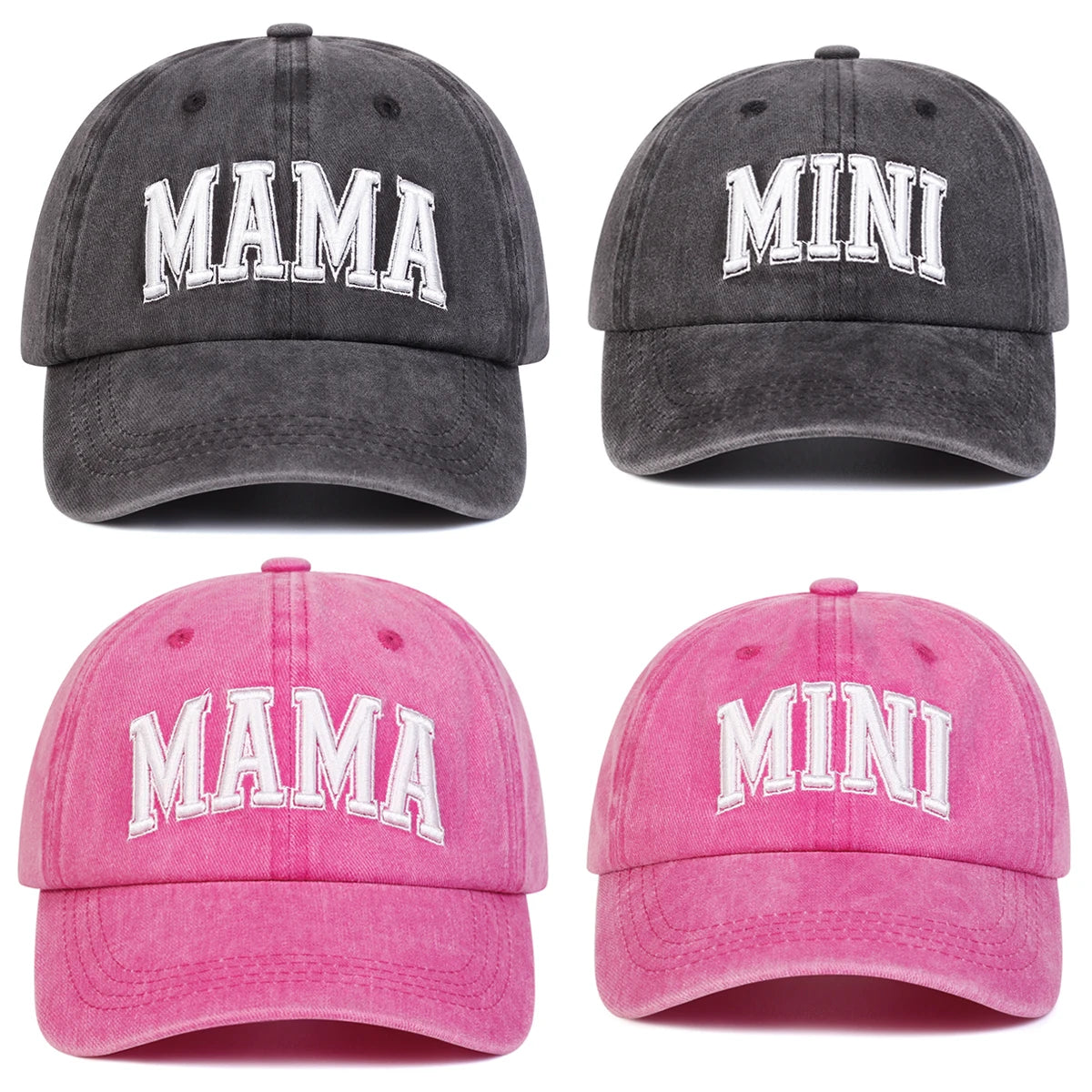 Unisex Parent Child 3D MAMA/MINI Embroidery Wash Baseball Caps Spring Autumn