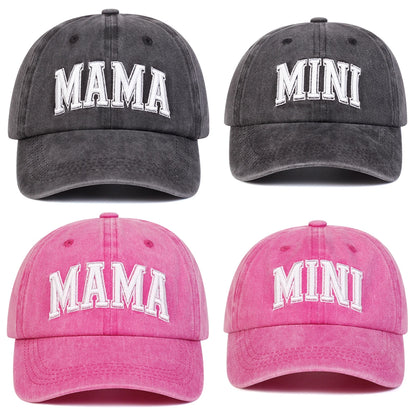 Unisex Parent Child 3D MAMA/MINI Embroidery Wash Baseball Caps Spring Autumn