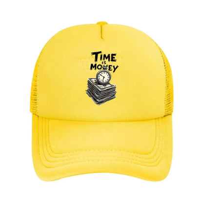 Time Is Money Graphic Oversized 2026 Mesh Baseball Cap