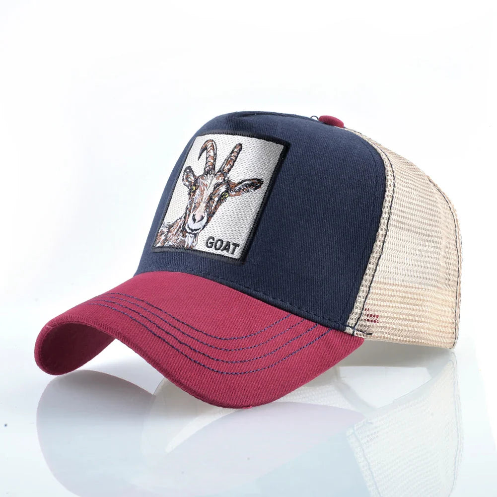 Fashion Trucker Caps With Embroidery Goat Patch