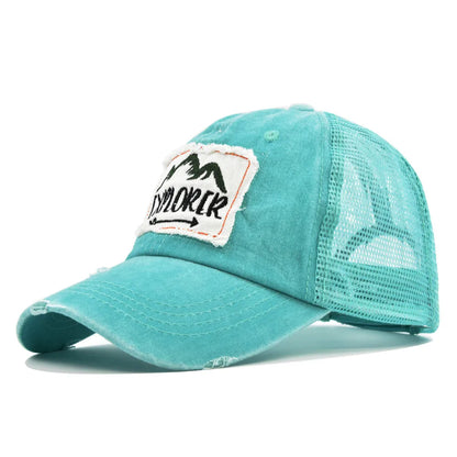 Cloth Embroidered Cap With Large Letters Embroidered Explorer Baseball Cap