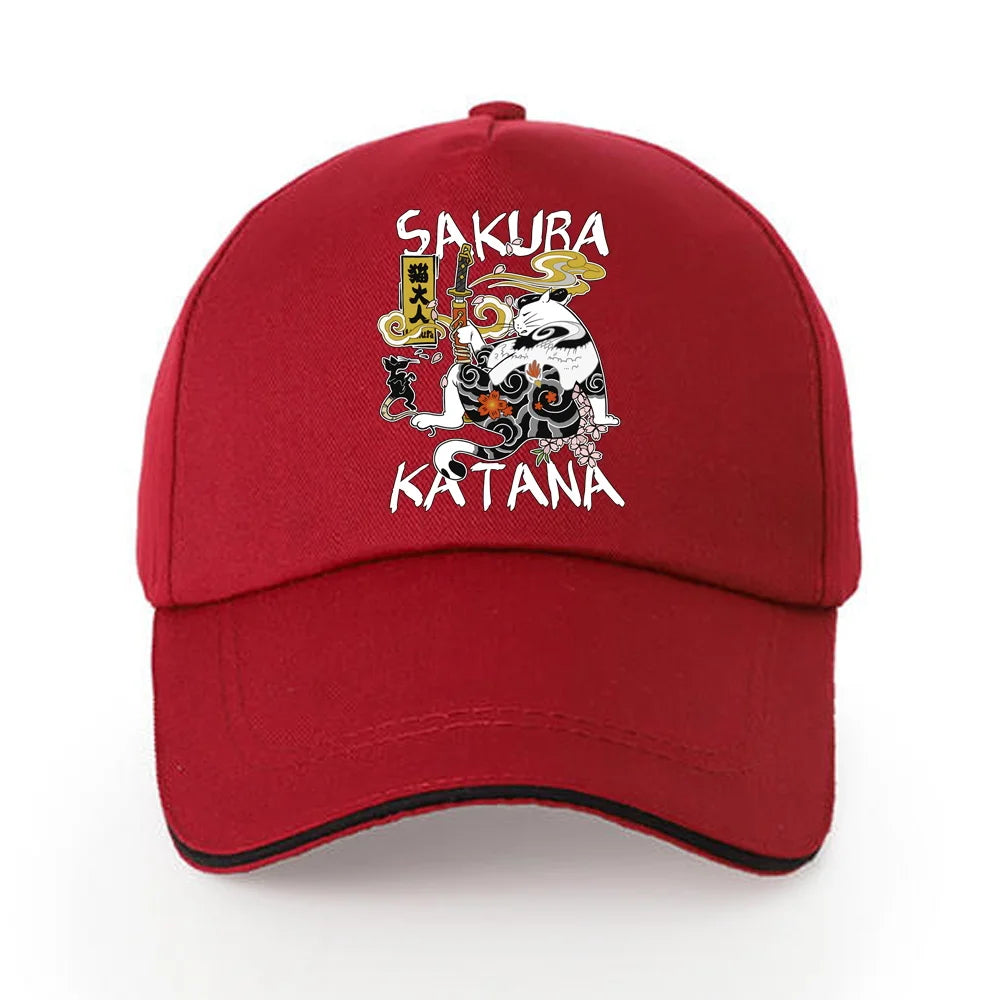 Summer Baseball Cap Solid Cotton Sun Hat Samurai Print