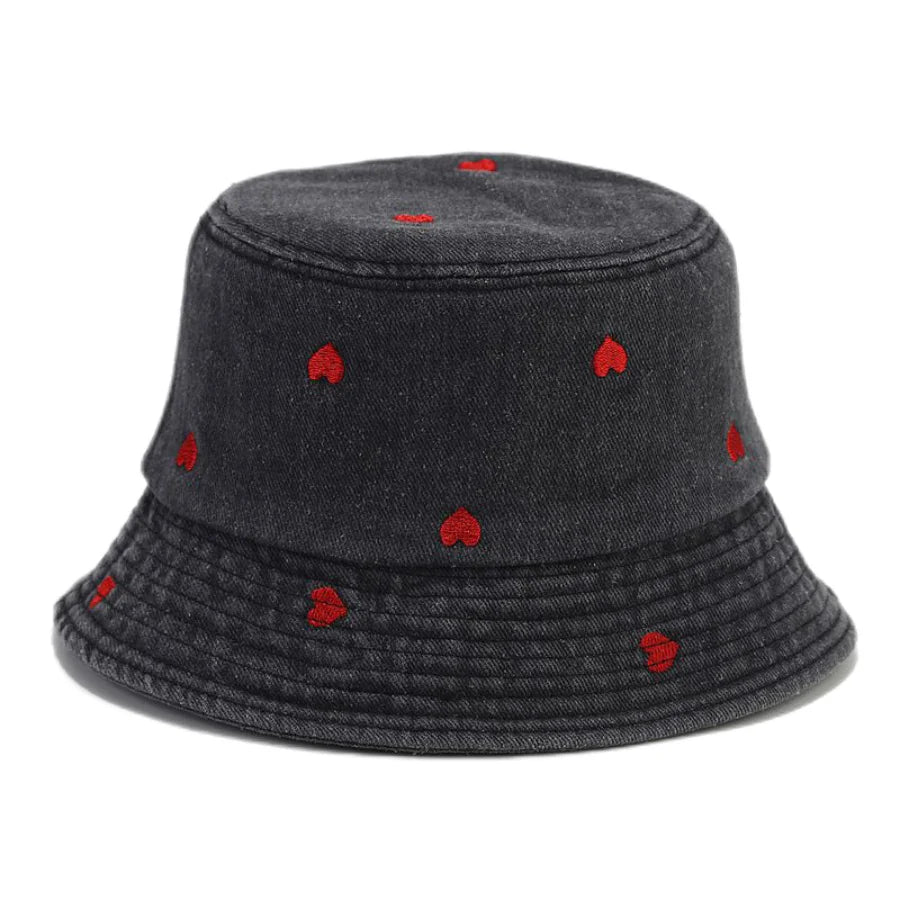 Spring Summer Strawberry Embroidery Denim Jeans Bucket Hat For Men Women