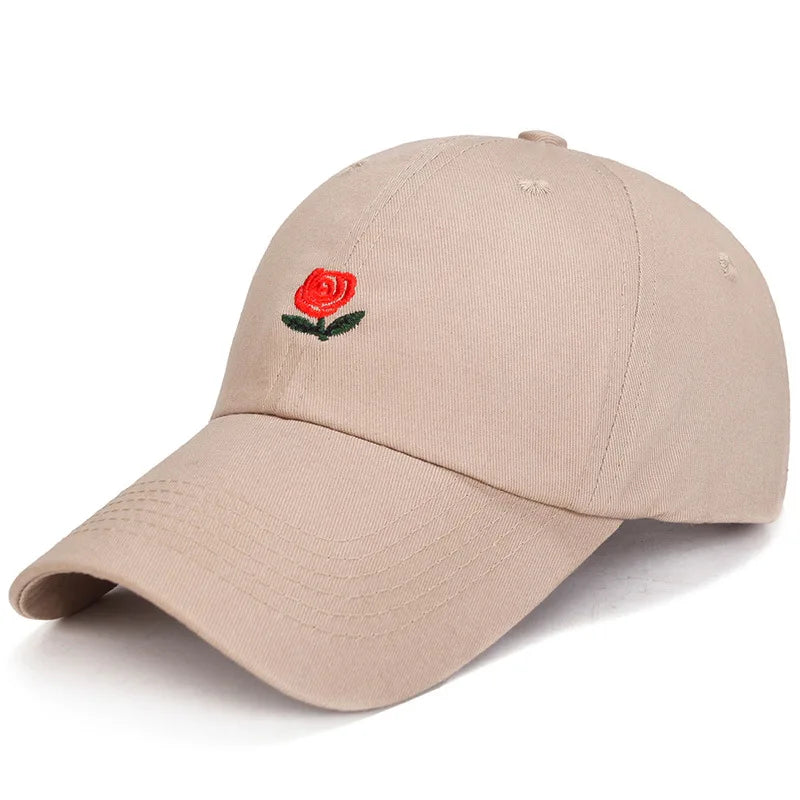 Unisex Rose Embroidery Baseball Cap For Men Women Flower Cap