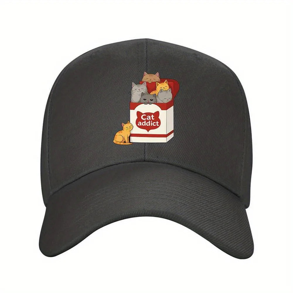 Cat Addict Box Graphic Baseball Cap